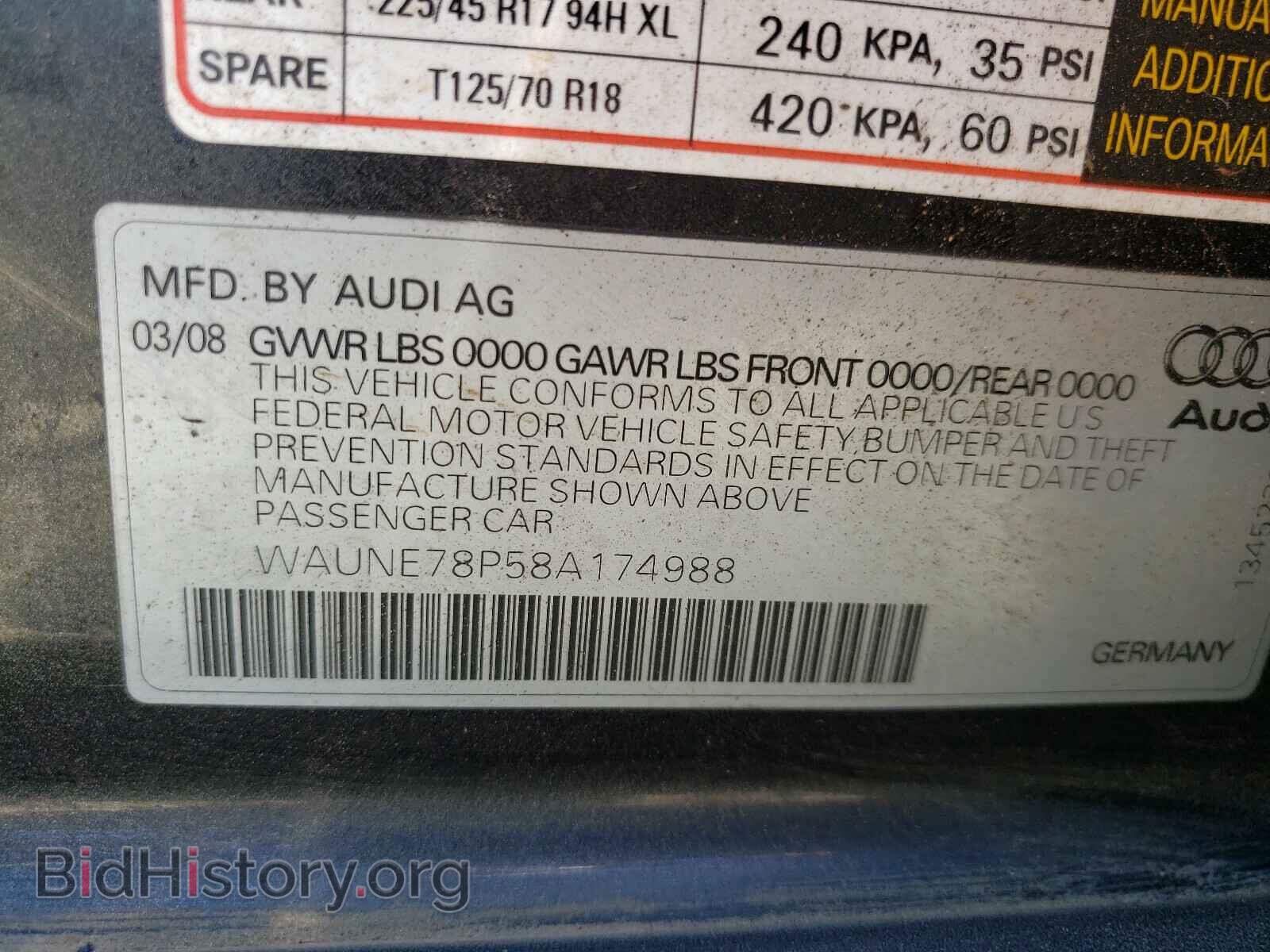 2008 AUDI A3 - VIN: WAUNE78P58A174988 - Фото 10