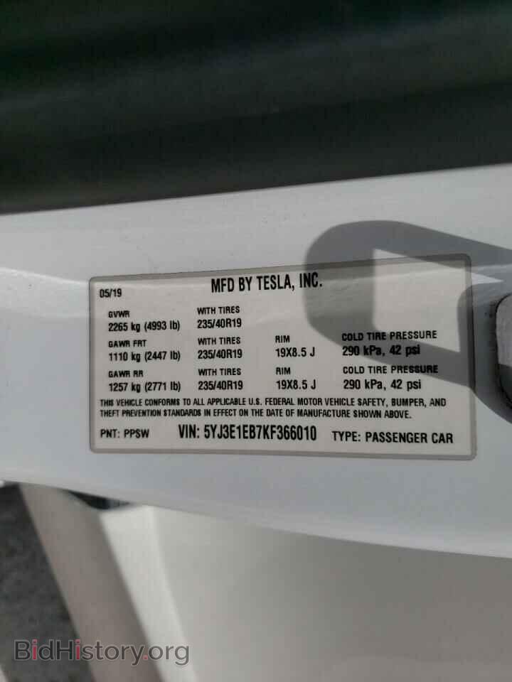 2019 TESLA MODEL 3 - VIN: 5YJ3E1EB7KF366010 - Photo 10