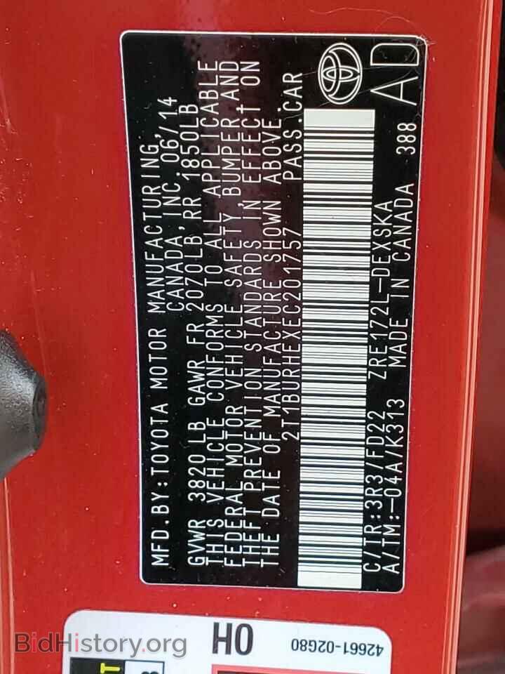 2014 TOYOTA COROLLA - VIN: 2T1BURHEXEC201757 - Фото 12