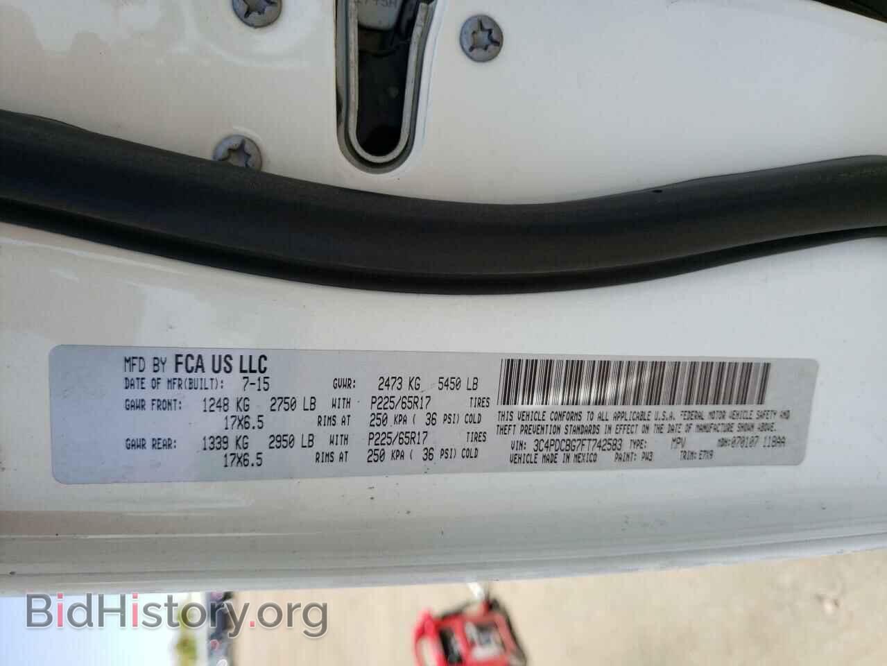 2015 DODGE JOURNEY - VIN: 3C4PDCBG7FT742583 - Фото 10