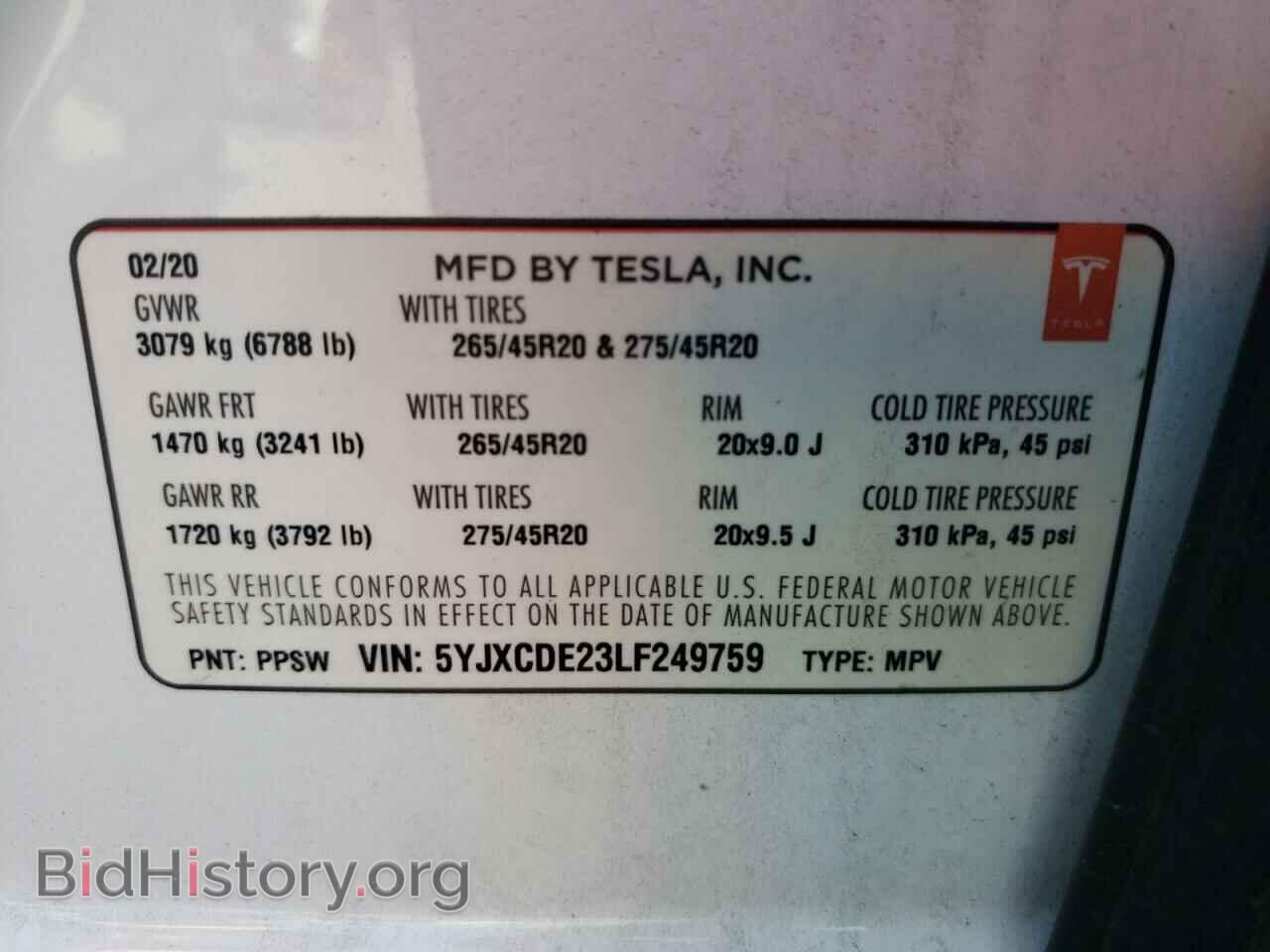 2020 TESLA MODEL X - VIN: 5YJXCDE23LF249759 - Photo 10