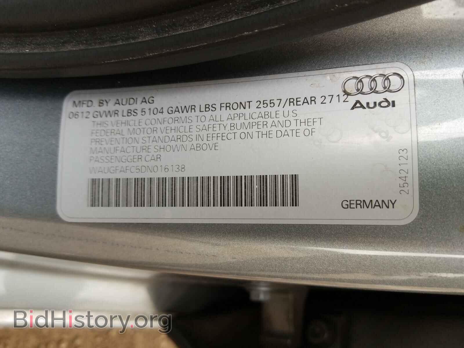 2013 AUDI A6 - VIN: WAUGFAFC5DN016138 - Фото 10