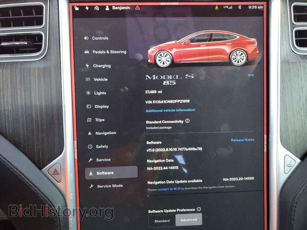 2013 TESLA MODEL S - VIN: 5YJSA1CN8DFP21919 - Фото 9