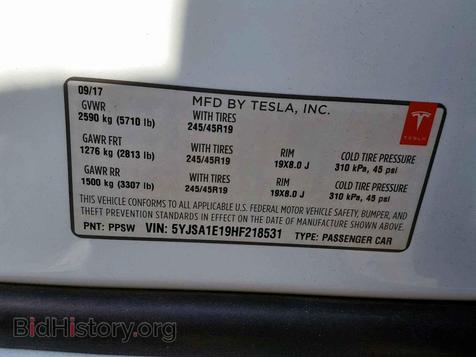 2017 TESLA MODEL S - VIN: 5YJSA1E19HF218531 - Photo 10