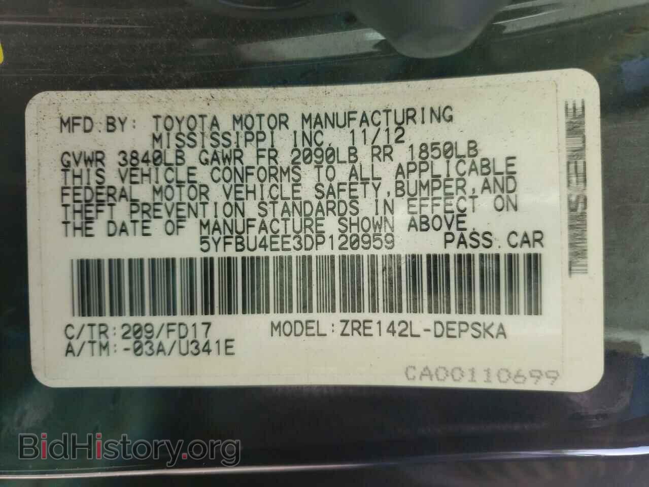 2013 TOYOTA COROLLA - VIN: 5YFBU4EE3DP120959 - Фото 10