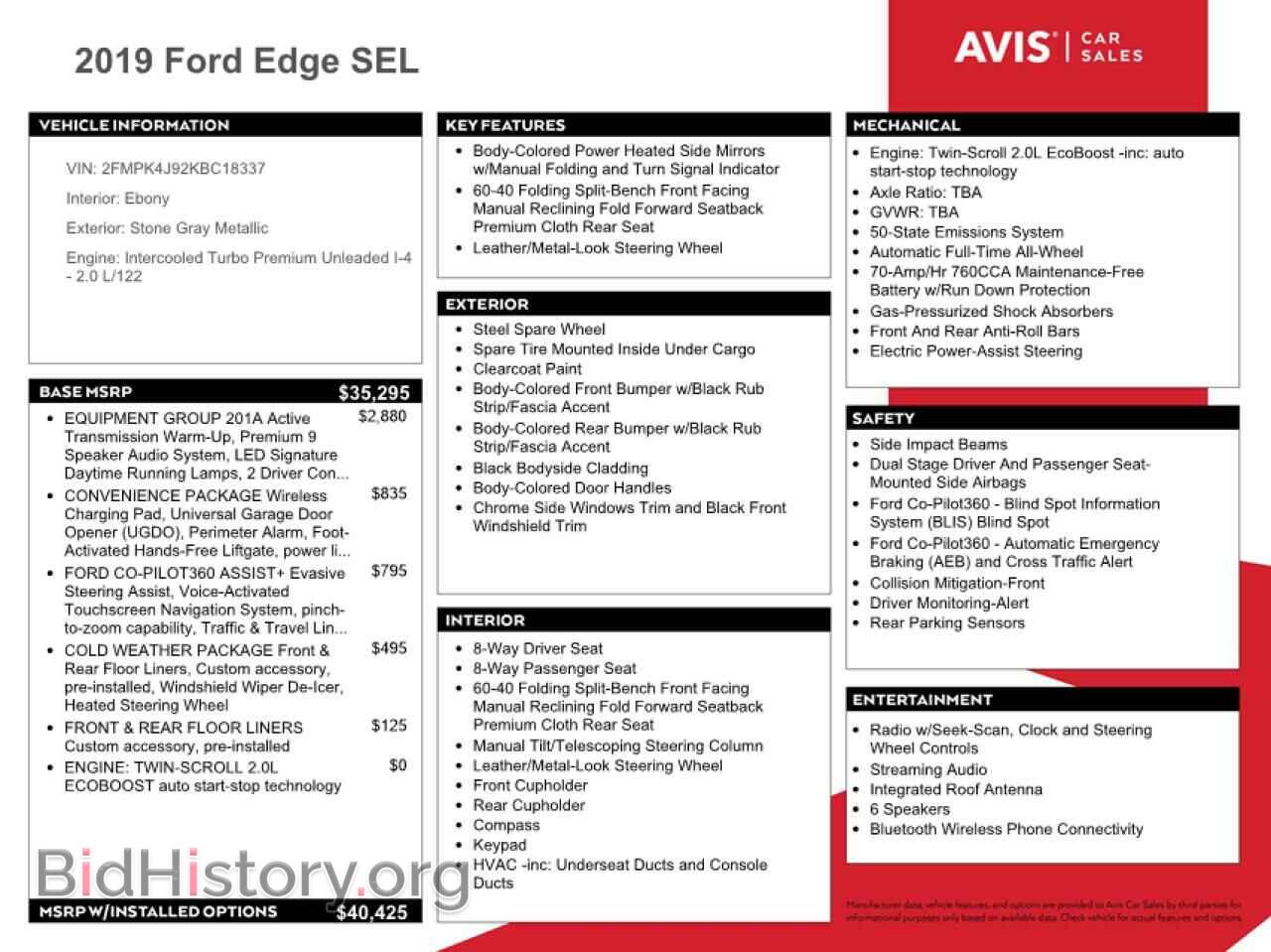 2019 FORD EDGE - VIN: 2FMPK4J92KBC18337 - Фото 13