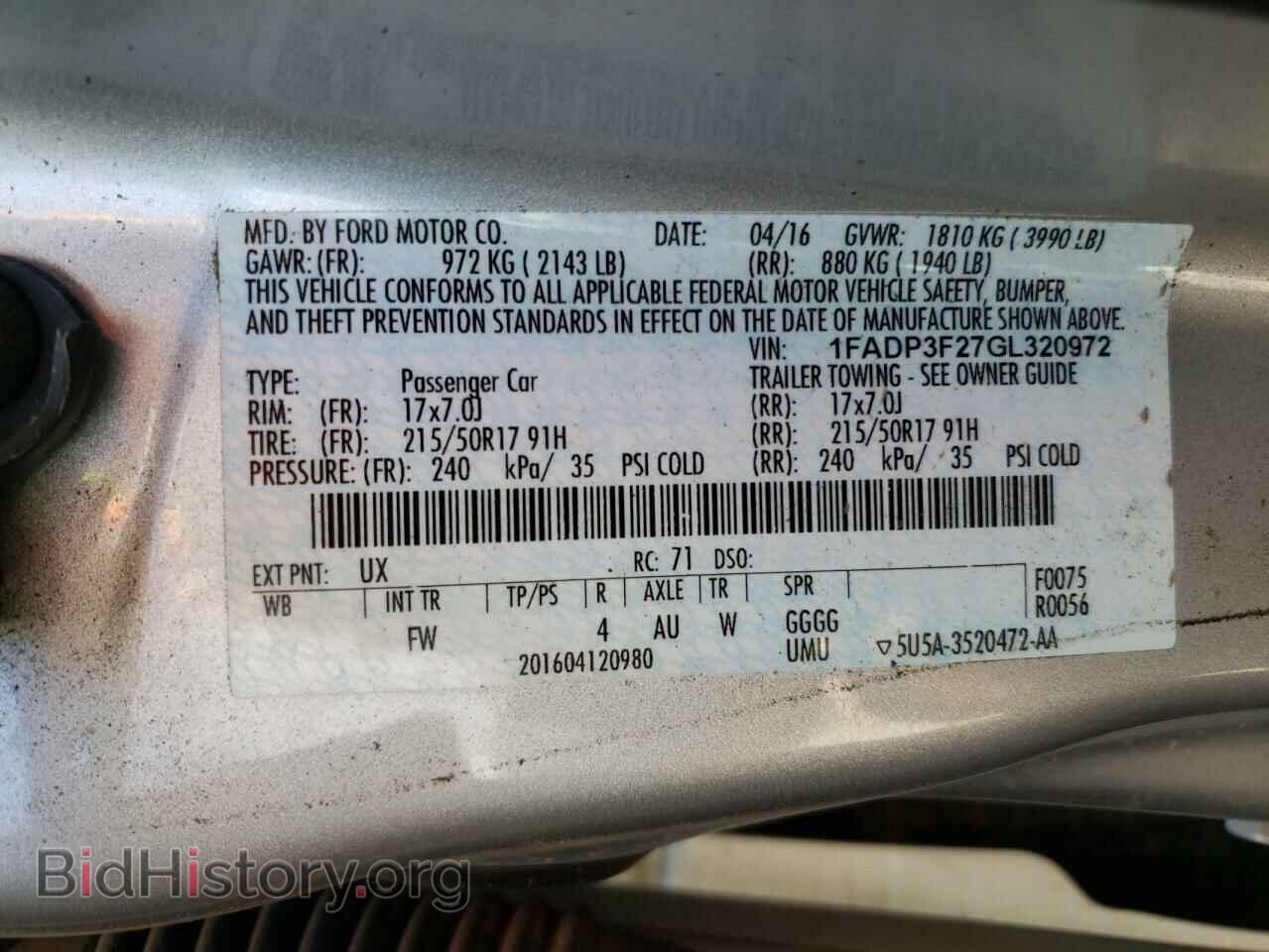 2016 FORD FOCUS - VIN: 1FADP3F27GL320972 - Фото 10