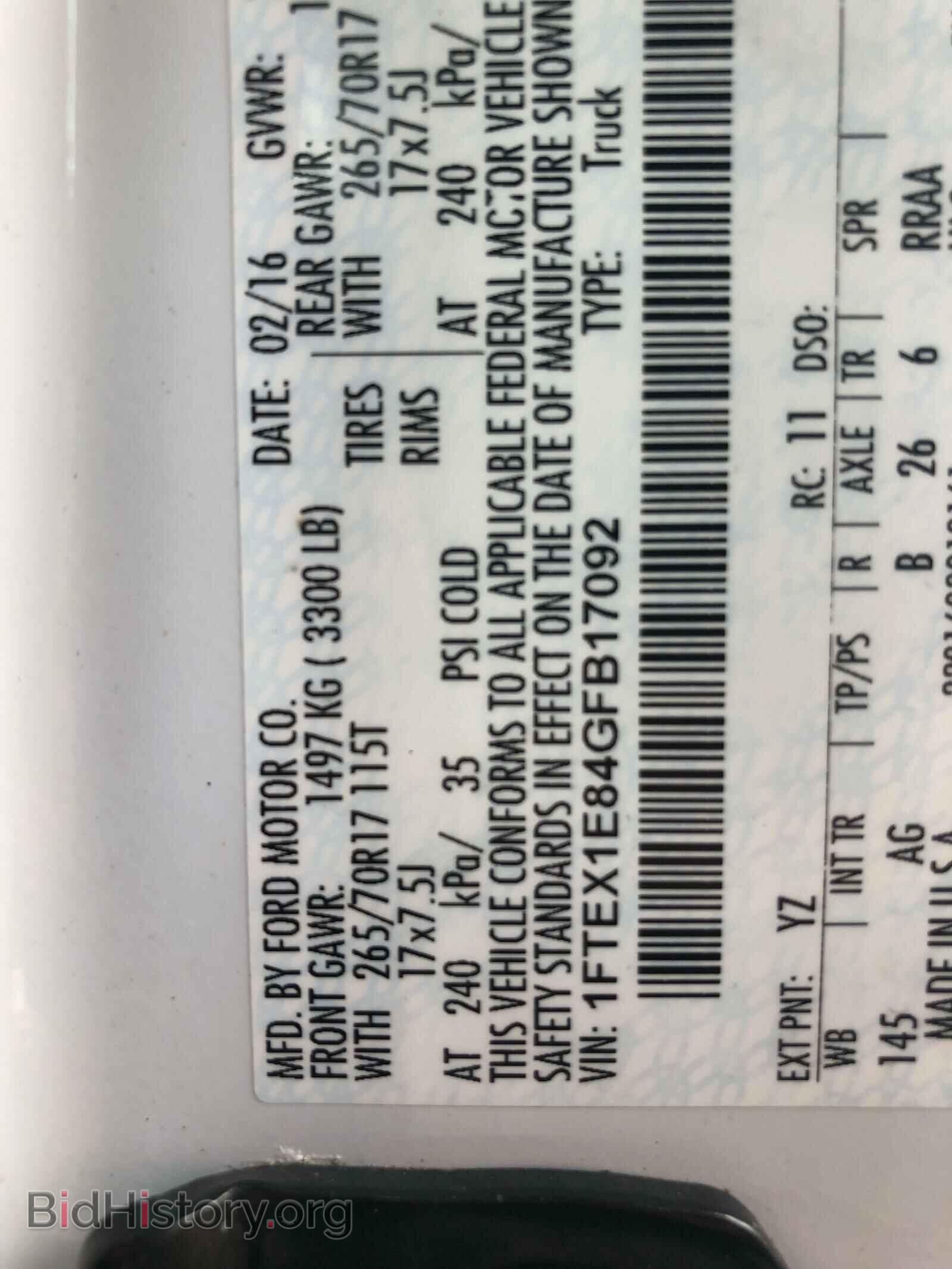 2016 FORD F150 - VIN: 1FTEX1E84GFB17092 - Фото 10