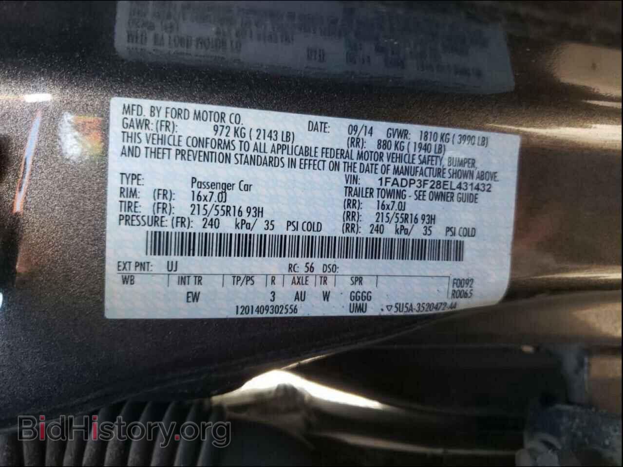 2014 FORD FOCUS - VIN: 1FADP3F28EL431432 - Фото 10