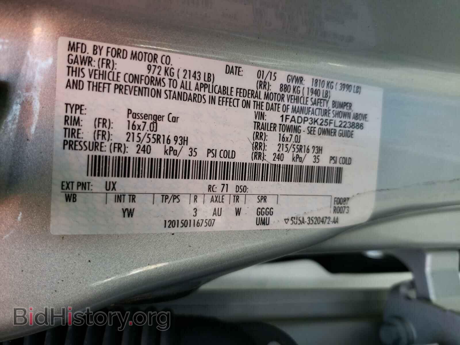 2015 FORD FOCUS - VIN: 1FADP3K25FL223886 - Фото 10
