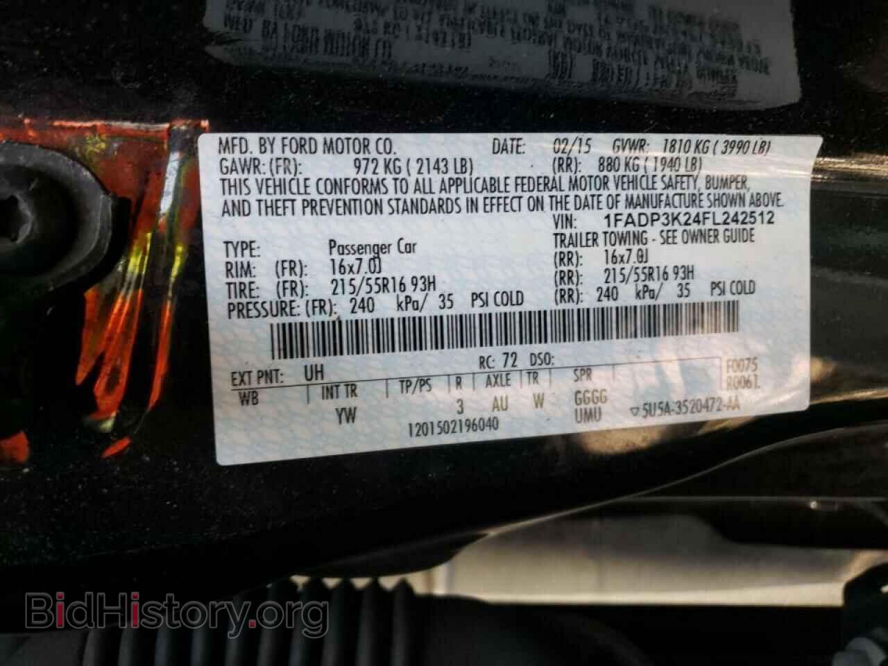 2015 FORD FOCUS - VIN: 1FADP3K24FL242512 - Фото 10