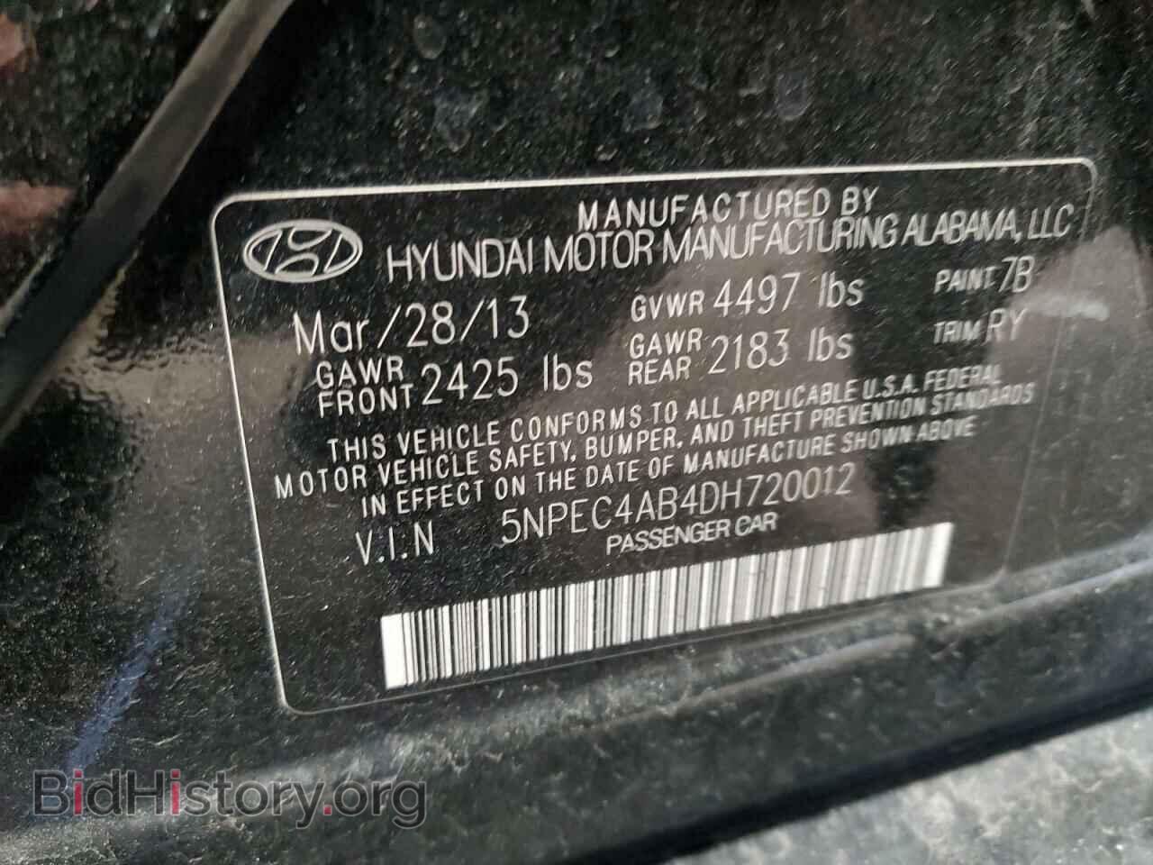 2013 HYUNDAI SONATA - VIN: 5NPEC4AB4DH720012 - Фото 13