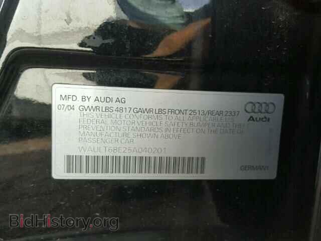 2005 AUDI A4 - VIN: WAULT68E25A040201 - Фото 9