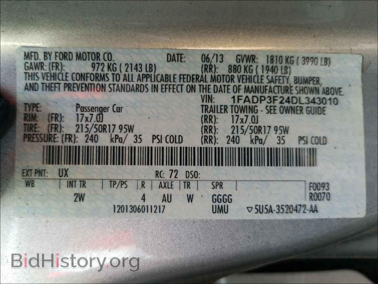 2013 FORD FOCUS - VIN: 1FADP3F24DL343010 - Фото 10