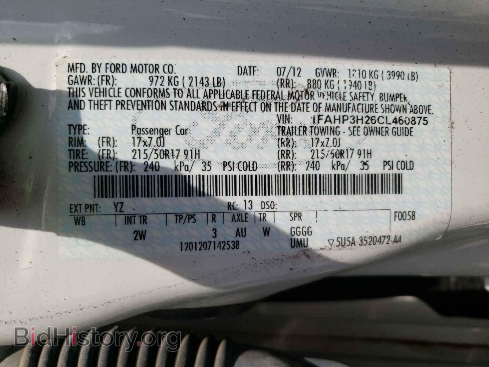 2012 FORD FOCUS - VIN: 1FAHP3H26CL460875 - Фото 10