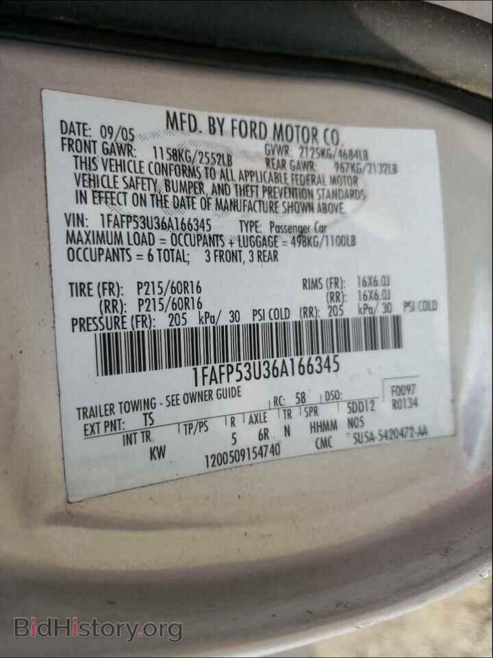 2006 FORD TAURUS - VIN: 1FAFP53U36A166345 - Photo 10