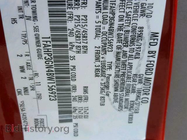 2011 FORD FOCUS - VIN: 1FAHP3GN4BW156923 - Фото 10