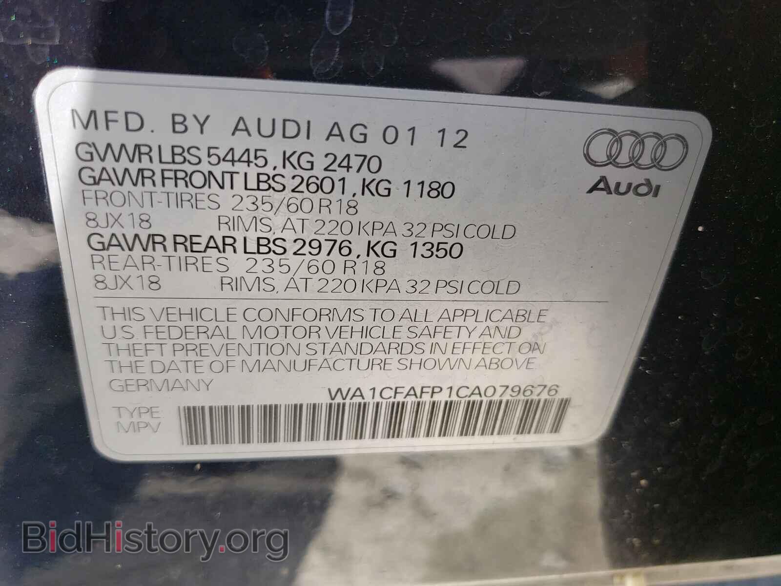 2012 AUDI Q5 - VIN: WA1CFAFP1CA079676 - Photo 10