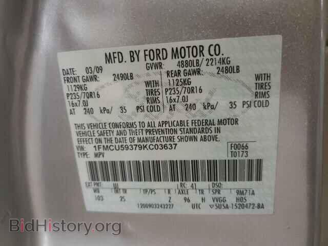 2009 FORD ESCAPE - VIN: 1FMCU59379KC03637 - Фото 10