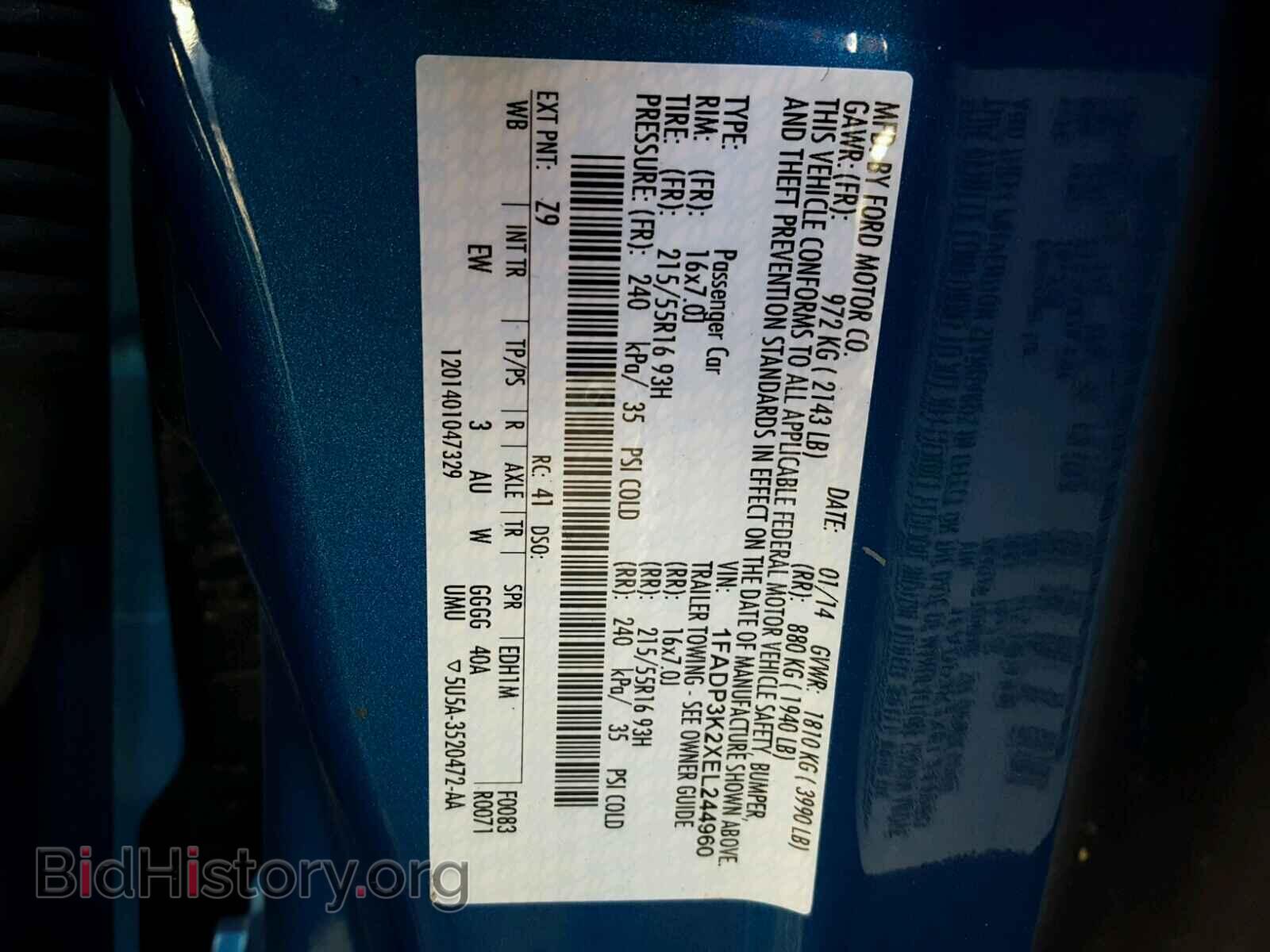 2014 FORD FOCUS - VIN: 1FADP3K2XEL244960 - Фото 10