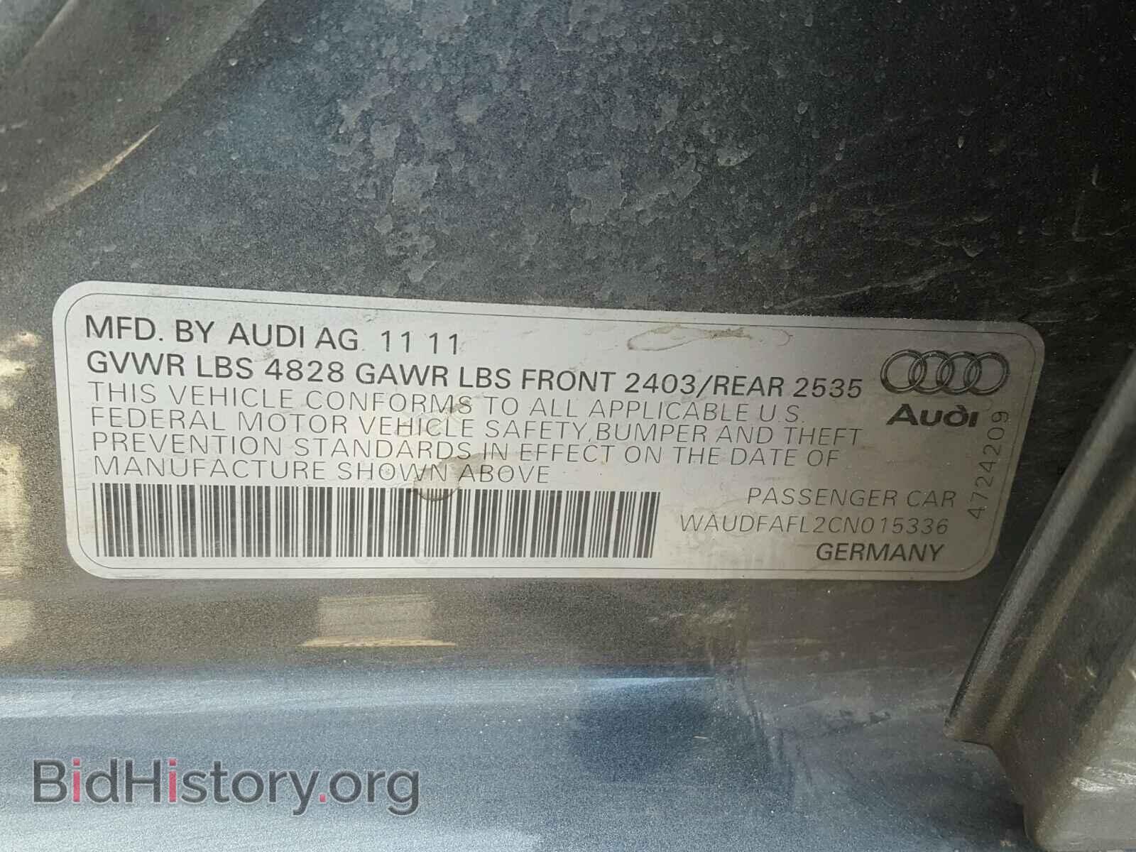 2012 AUDI A4 - VIN: WAUDFAFL2CN015336 - Фото 10