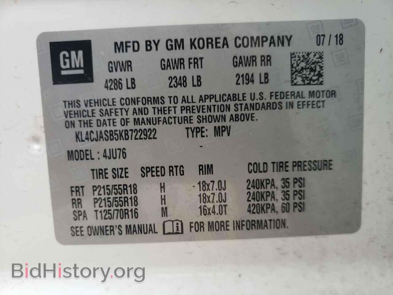 2019 BUICK ENCORE - VIN: KL4CJASB5KB722922 - Photo 10
