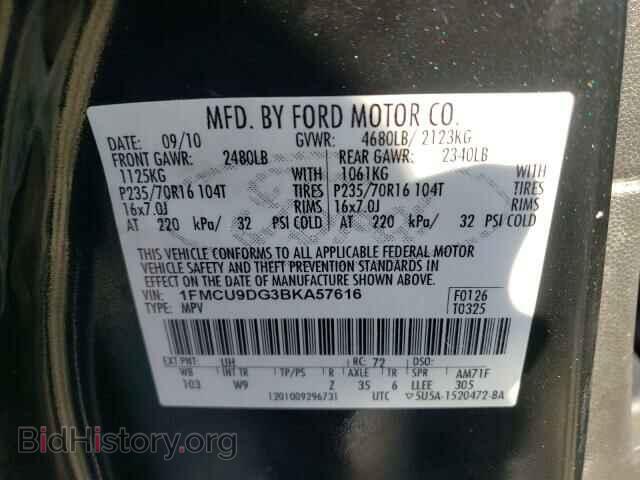 2011 FORD ESCAPE - VIN: 1FMCU9DG3BKA57616 - Фото 10