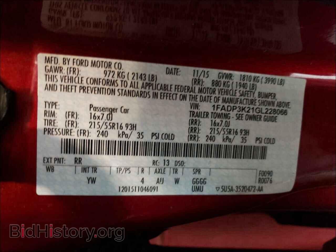 2016 FORD FOCUS - VIN: 1FADP3K21GL228066 - Фото 10