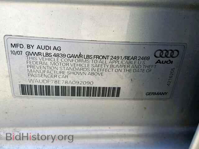 2008 AUDI A4 - VIN: WAUDF78E78A092090 - Фото 10