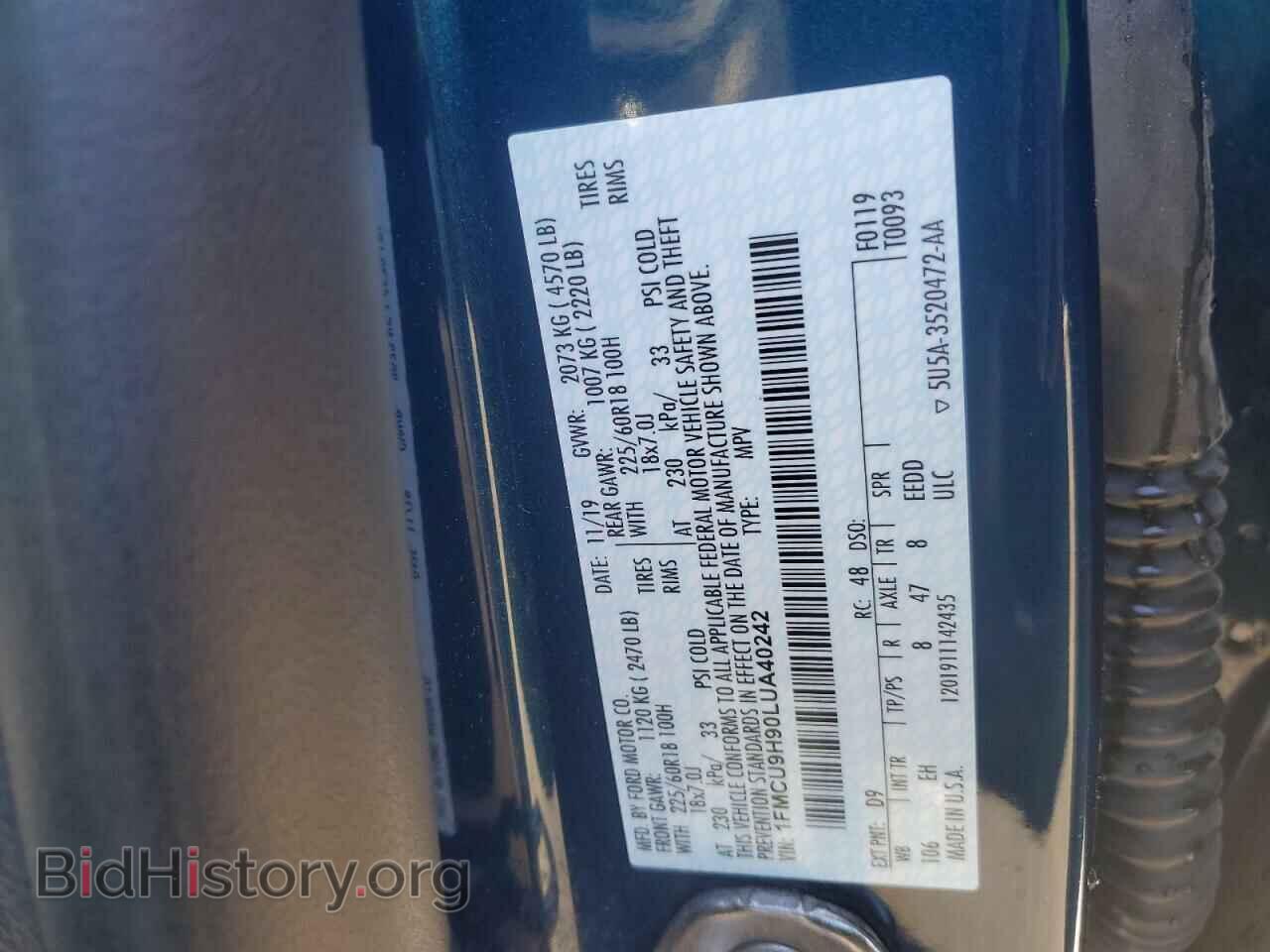 2020 FORD ESCAPE - VIN: 1FMCU9H90LUA40242 - Photo 13