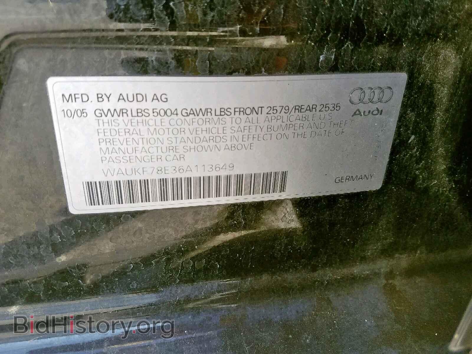 2006 AUDI A4 - VIN: WAUKF78E36A113649 - Фото 10