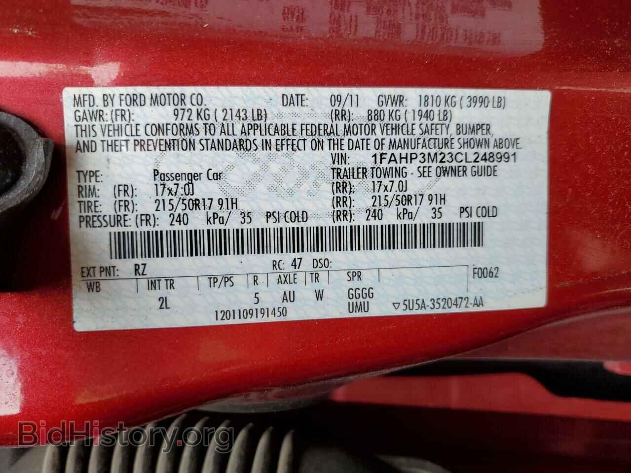 2012 FORD FOCUS - VIN: 1FAHP3M23CL248991 - Фото 13