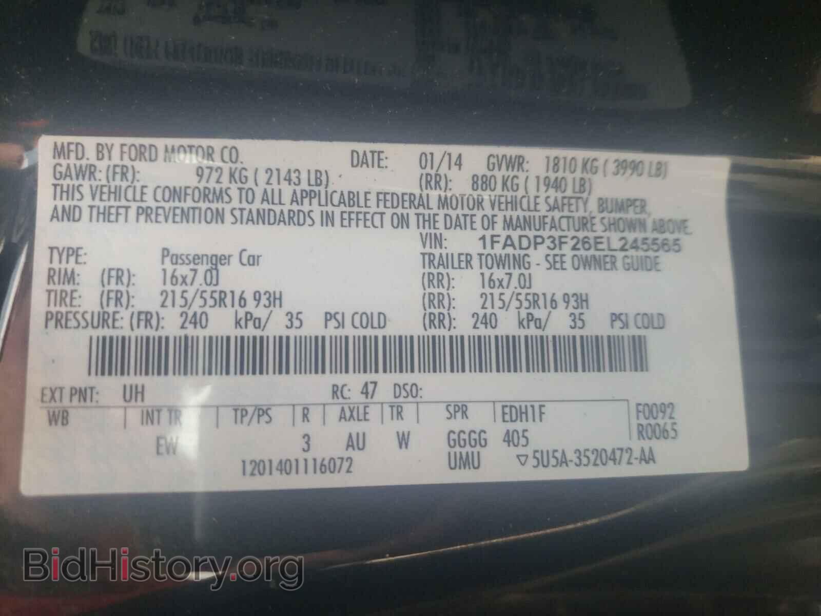2014 FORD FOCUS - VIN: 1FADP3F26EL245565 - Фото 10
