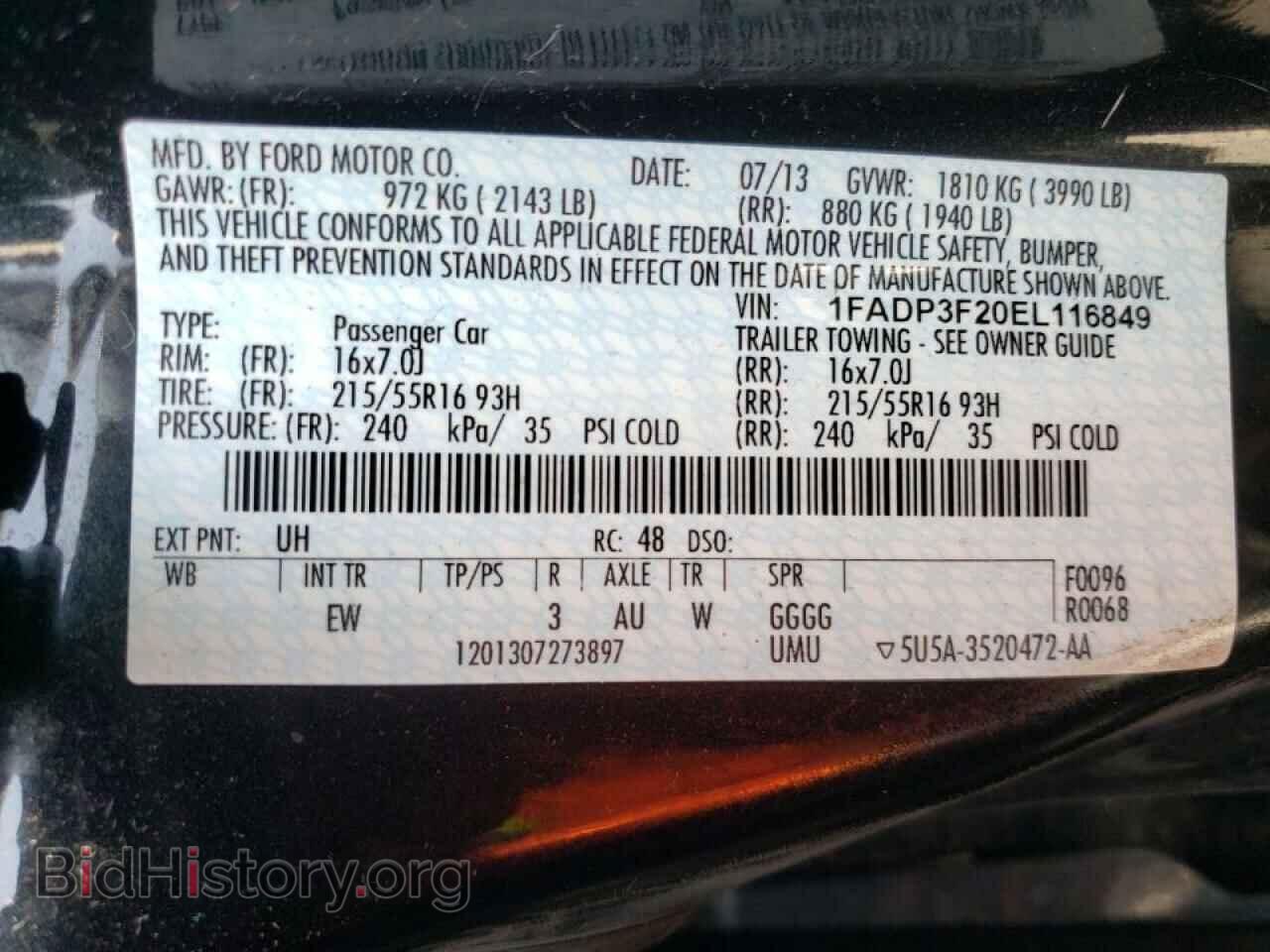 2014 FORD FOCUS - VIN: 1FADP3F20EL116849 - Фото 10