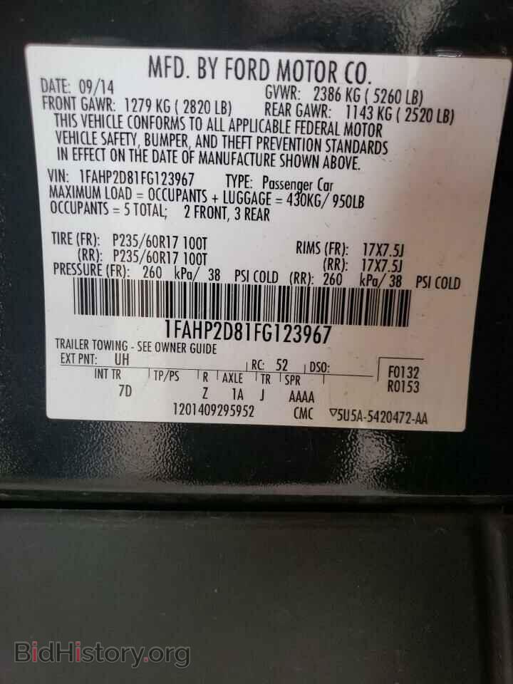 2015 FORD TAURUS - VIN: 1FAHP2D81FG123967 - Photo 10