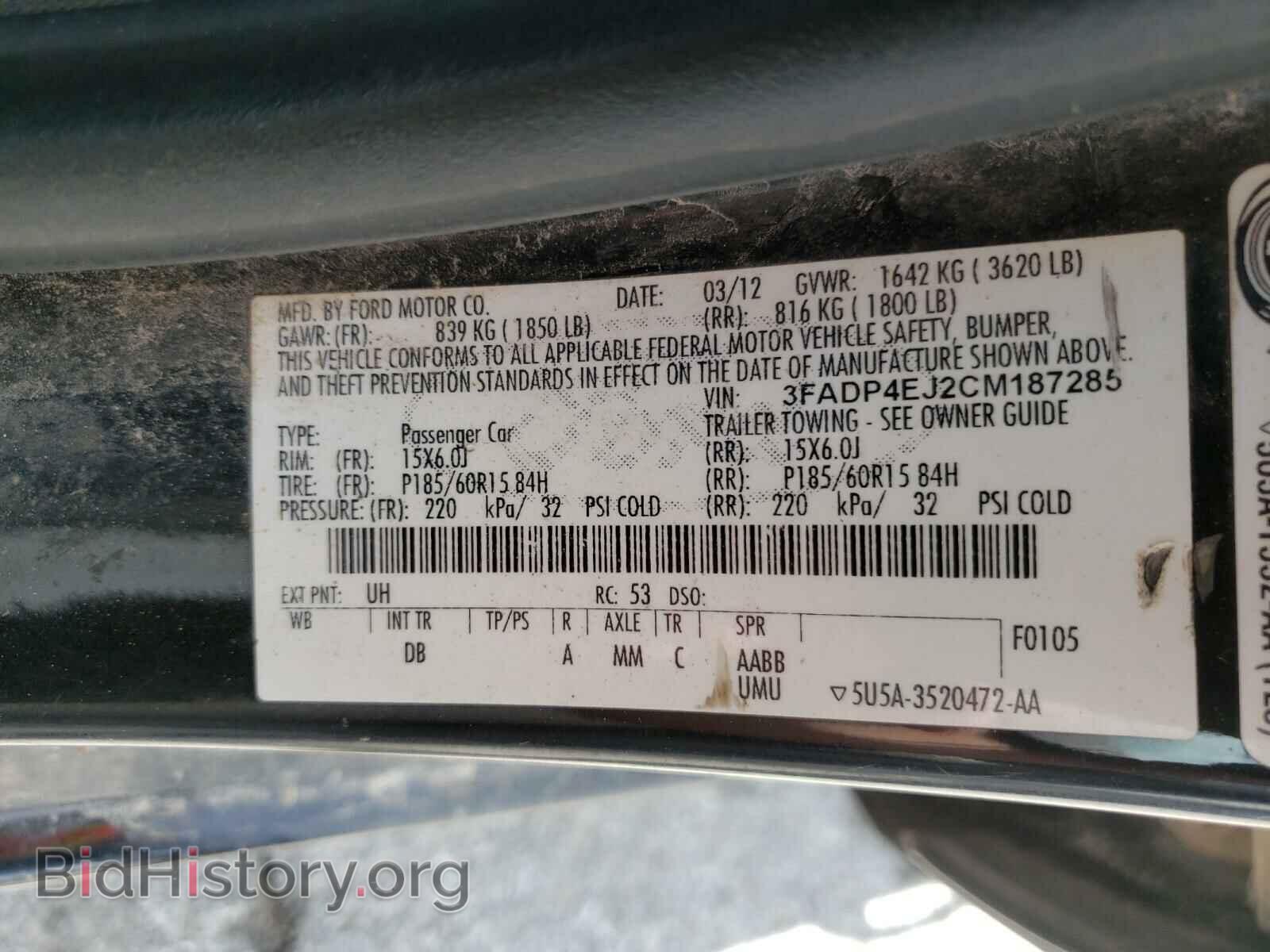 2012 FORD FIESTA - VIN: 3FADP4EJ2CM187285 - Фото 10