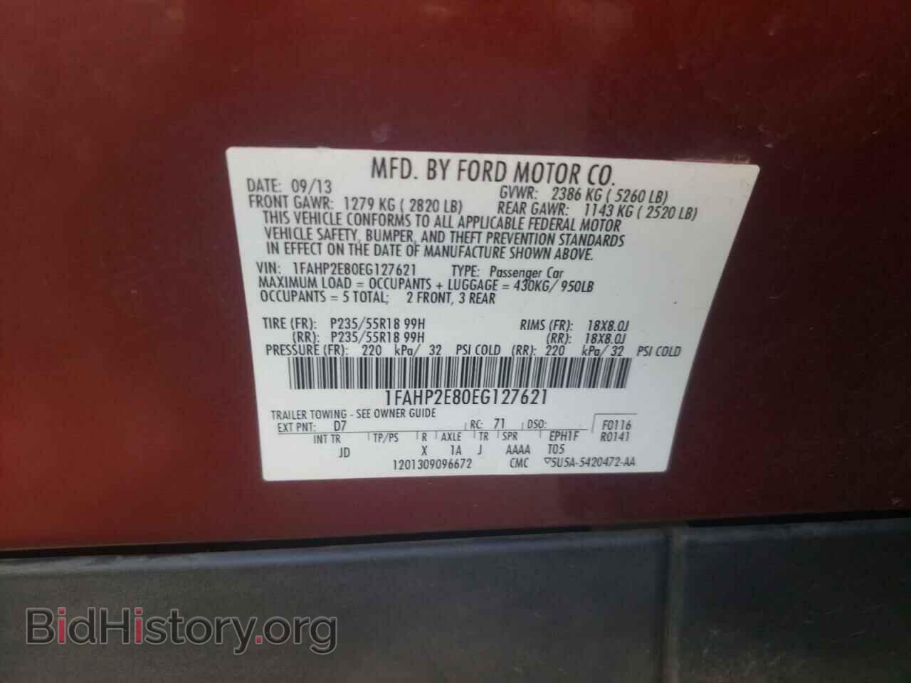 2014 FORD TAURUS - VIN: 1FAHP2E80EG127621 - Фото 10