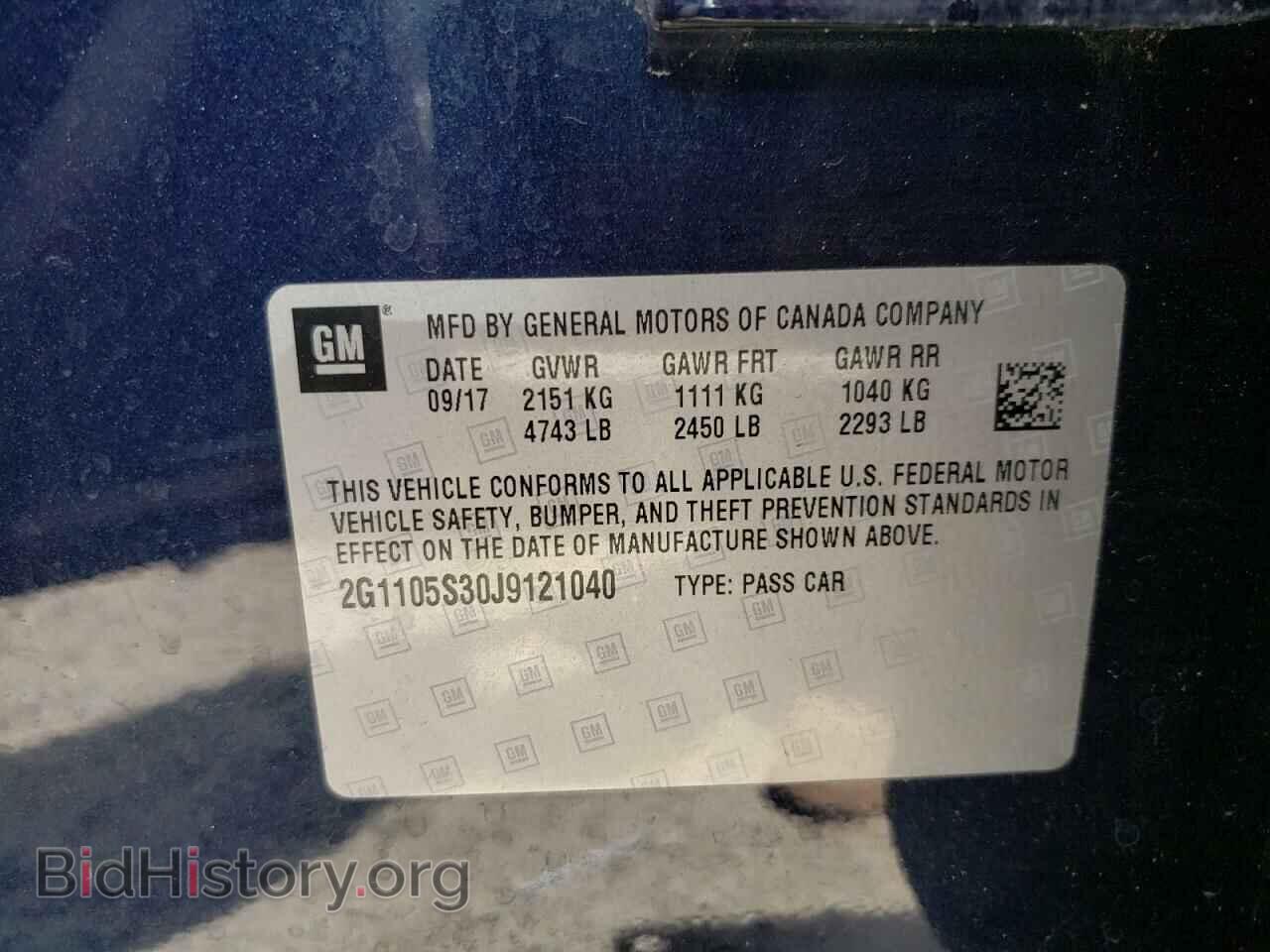 2018 CHEVROLET IMPALA - VIN: 2G1105S30J9121040 - Фото 10