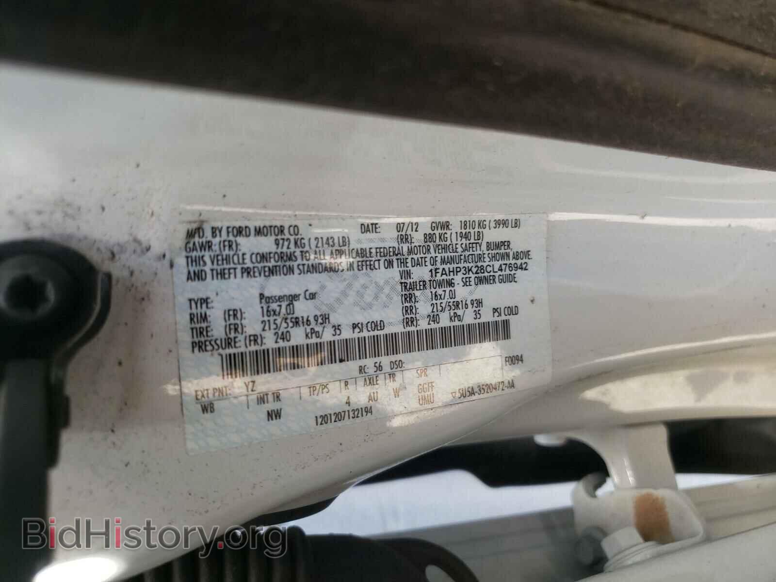2012 FORD FOCUS - VIN: 1FAHP3K28CL476942 - Фото 10