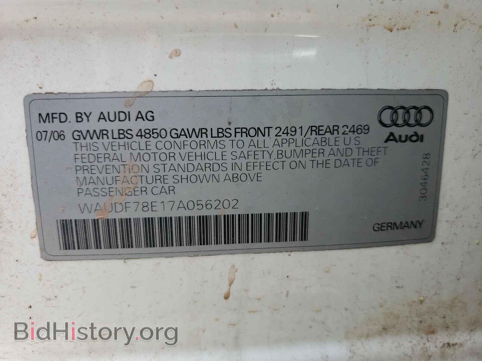 2007 AUDI A4 - VIN: WAUDF78E17A056202 - Фото 10