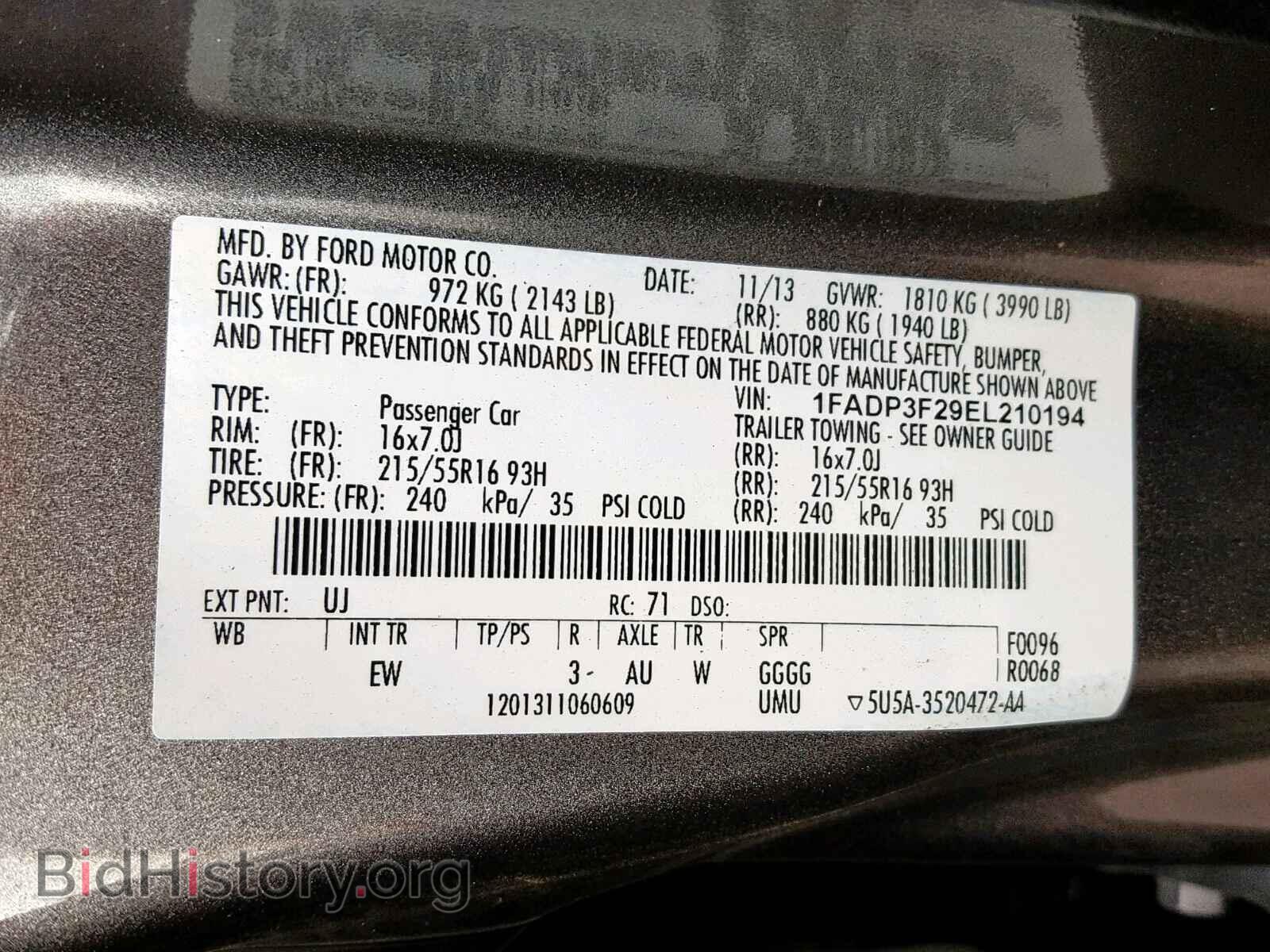 2014 FORD FOCUS SE - VIN: 1FADP3F29EL210194 - Фото 10