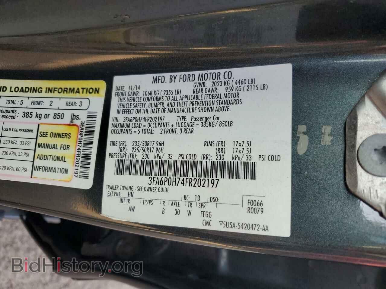 2015 FORD ALL Models - VIN: 3FA6P0H74FR202197 - Фото 12