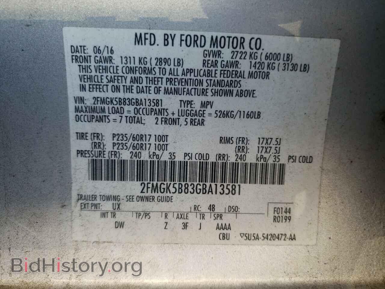 2016 FORD FLEX - VIN: 2FMGK5B83GBA13581 - Photo 10