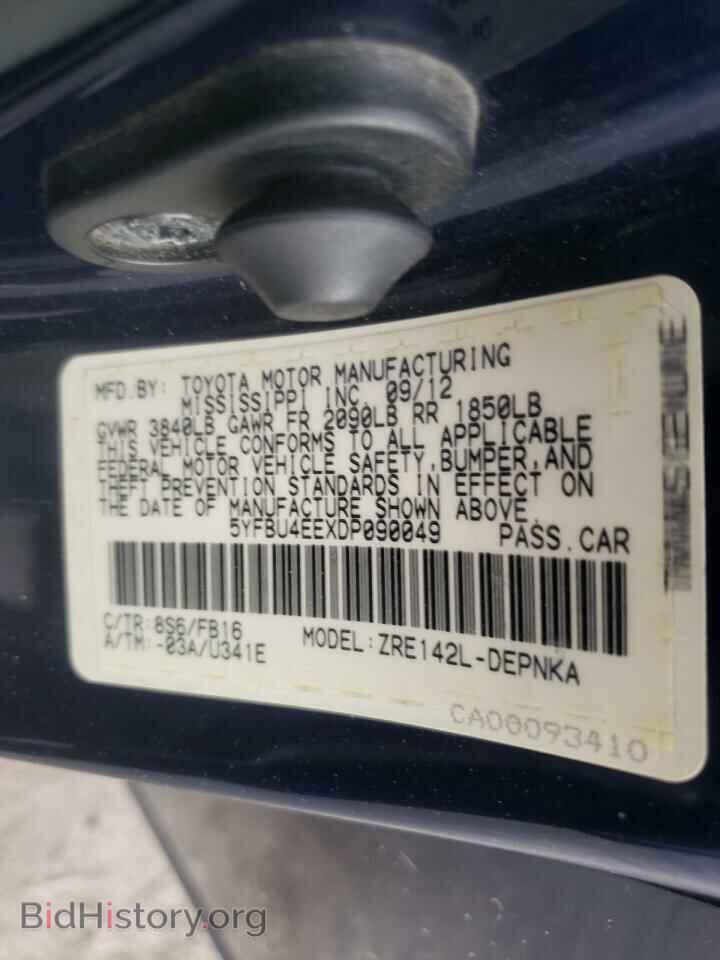 2013 TOYOTA COROLLA - VIN: 5YFBU4EEXDP090049 - Фото 10