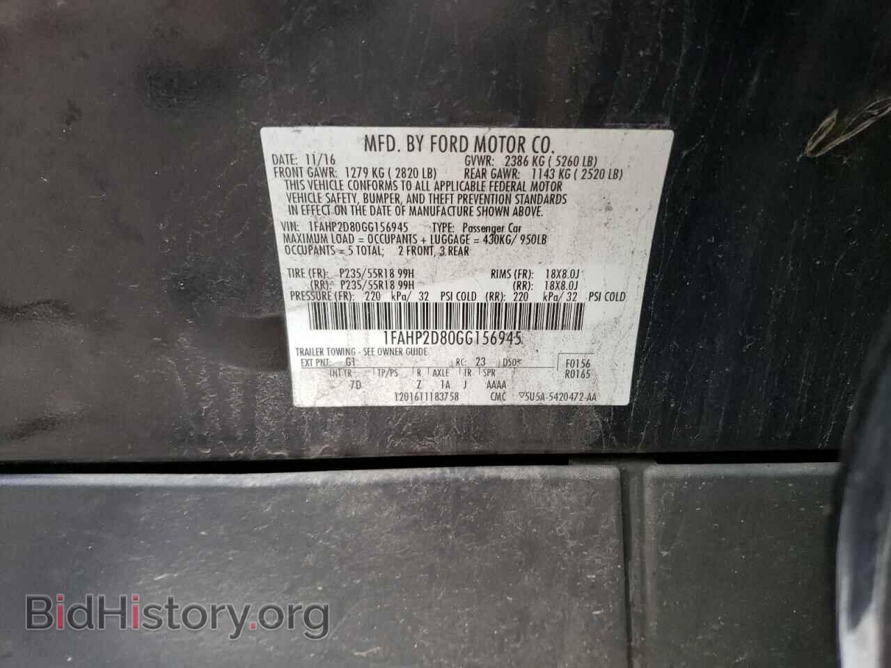 2016 FORD TAURUS - VIN: 1FAHP2D80GG156945 - Фото 13