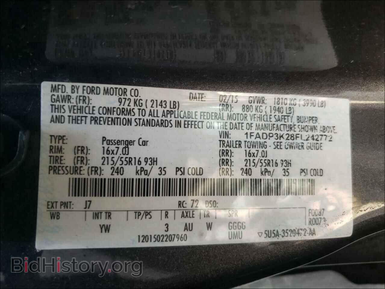2015 FORD FOCUS - VIN: 1FADP3K28FL242772 - Фото 10