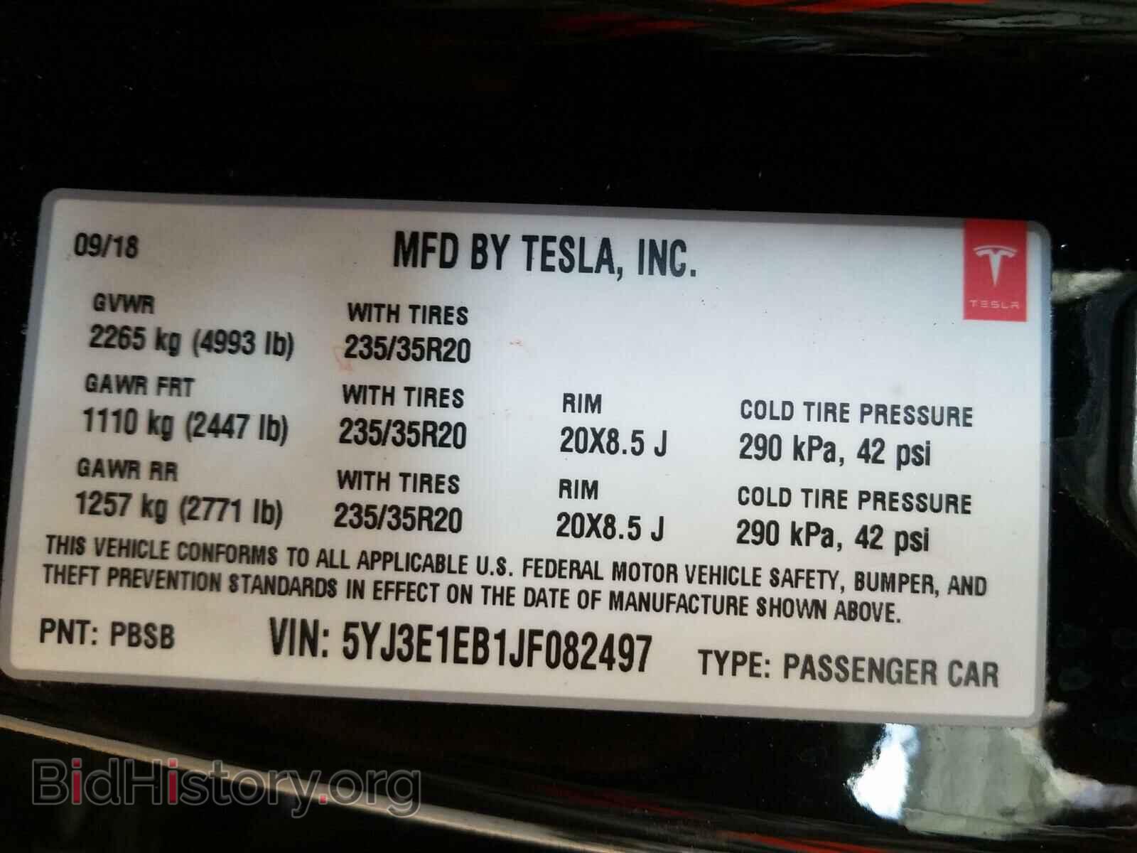 2018 TESLA MODEL 3 - VIN: 5YJ3E1EB1JF082497 - Photo 10