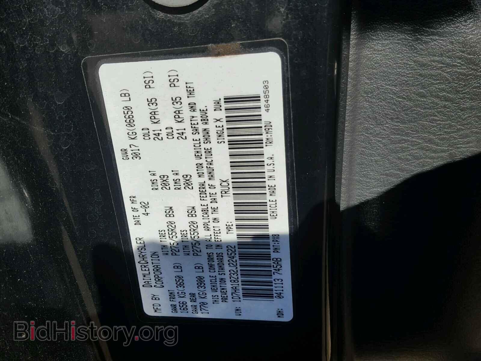 2002 DODGE RAM 1500 - VIN: 1D7HA18Z32J224522 - Фото 10