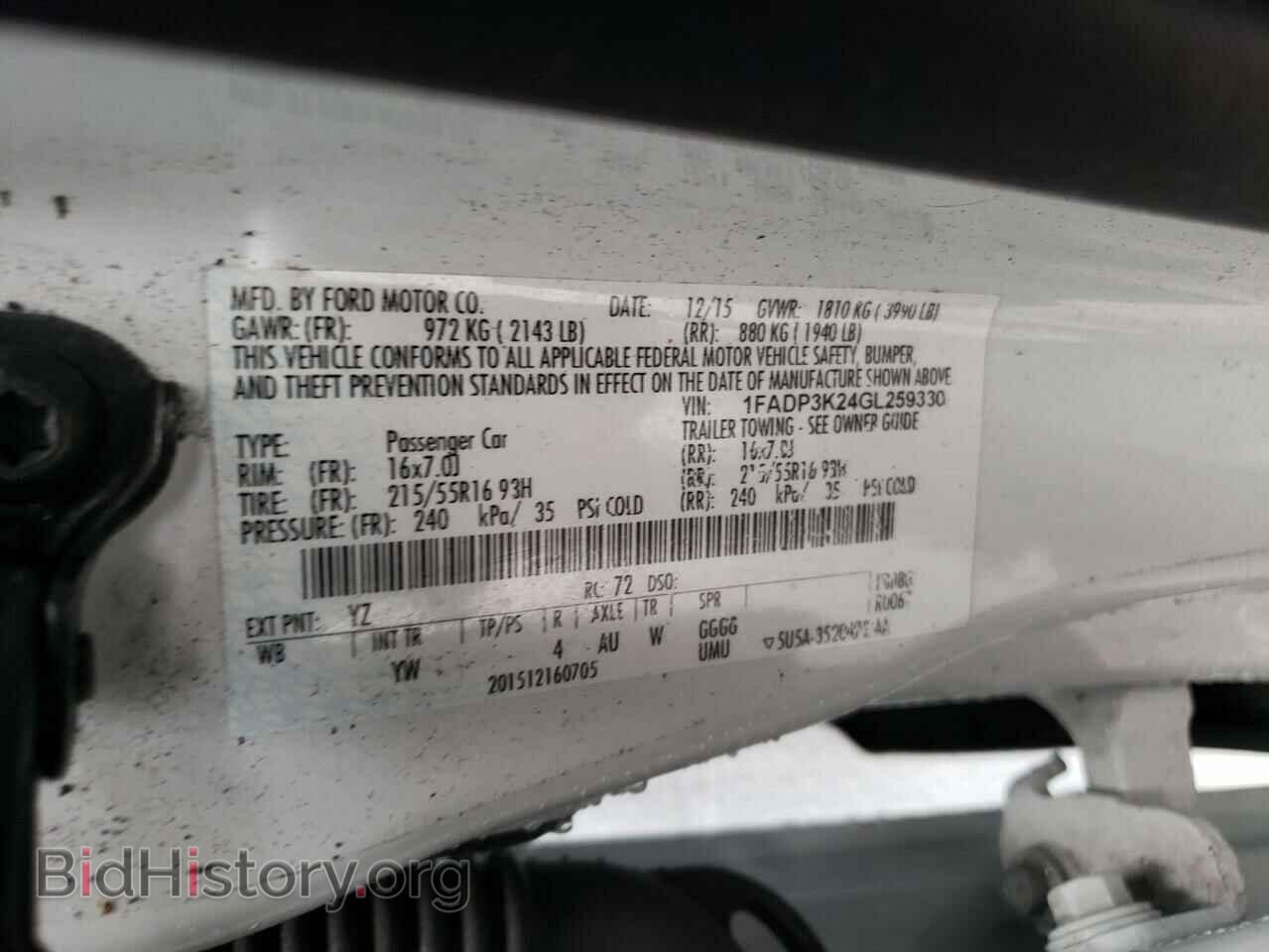 2016 FORD FOCUS - VIN: 1FADP3K24GL259330 - Фото 12