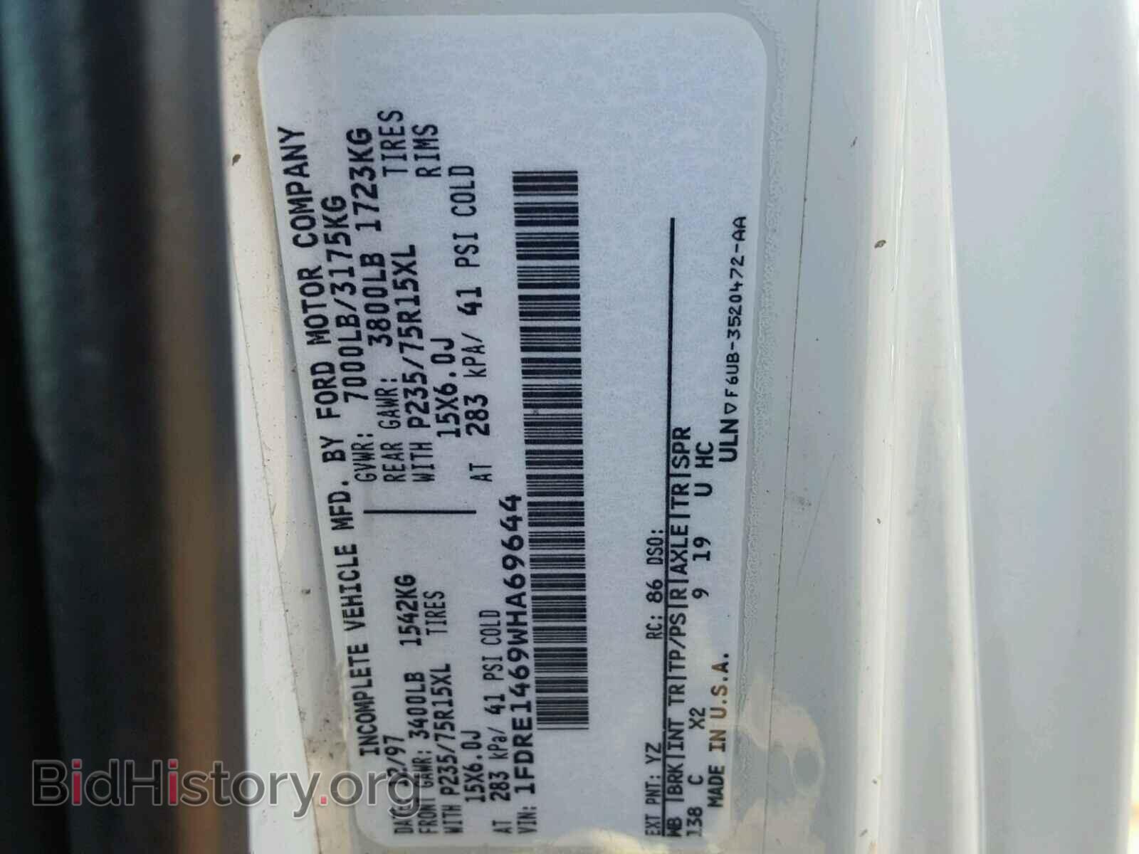 1998 FORD ECONOLINE - VIN: 1FDRE1469WHA69644 - Фото 10